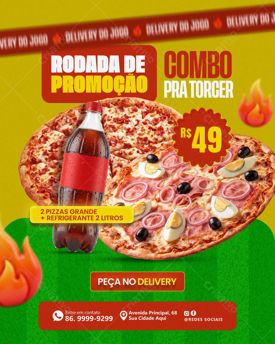 Post Instagram Pizzaria Combo Pra Torcer PSD Editável
