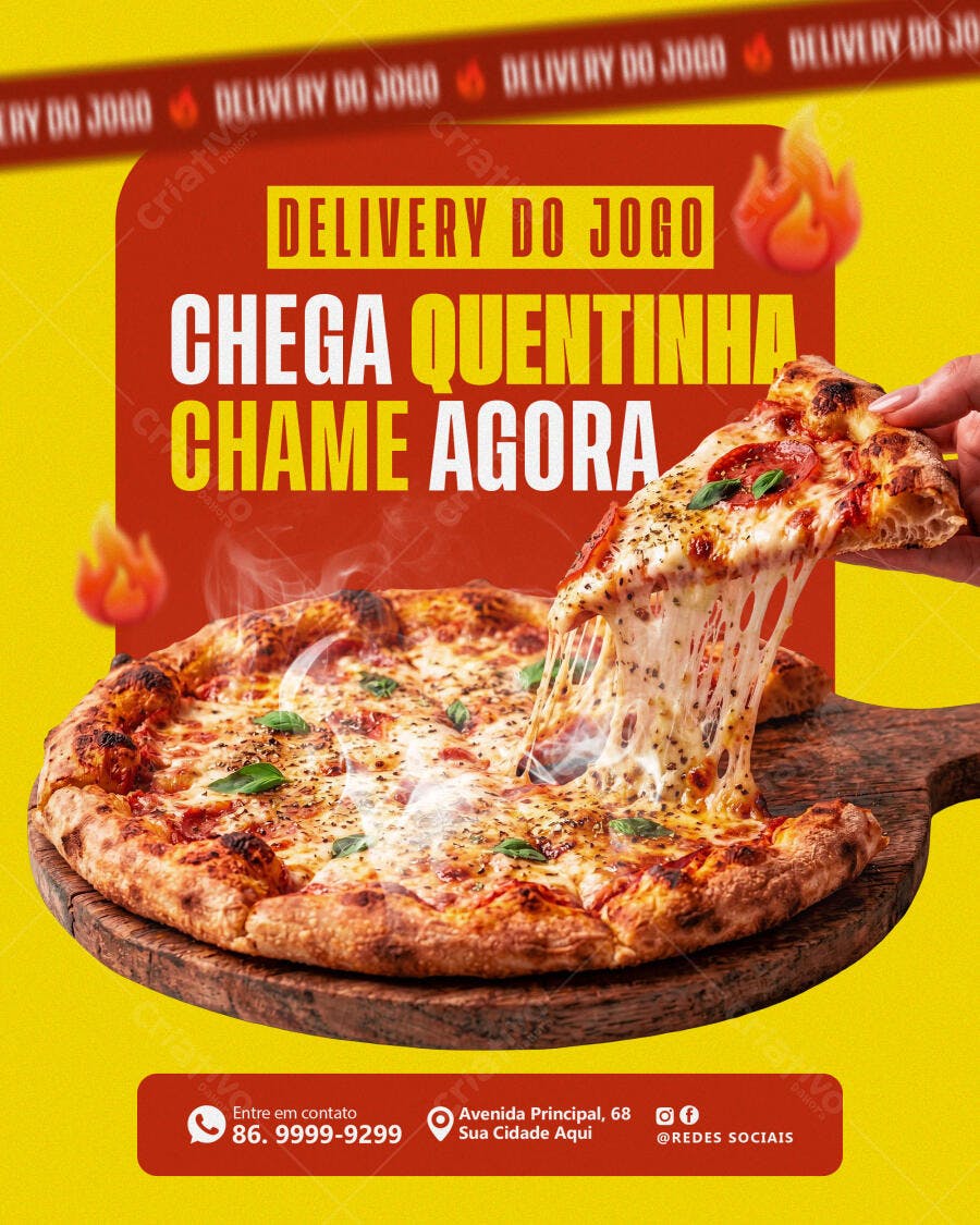 Post Instagram Pizzaria Delivery do Jogo PSD Editável