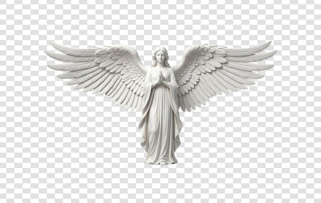 Elemento 3D Anjo Branco Estátua Religiosa PNG Fundo Transparente