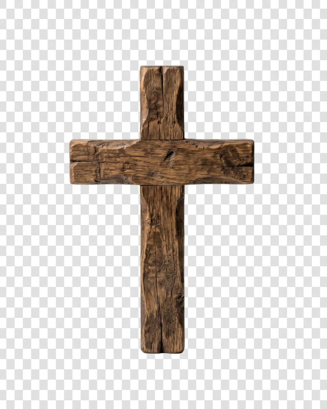 Foto Recortada Cruz de Madeira Rústica PNG Fundo Transparente
