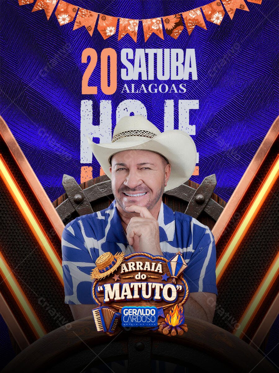 Flyer Festa Junina Arraial do Matuto PSD Editável