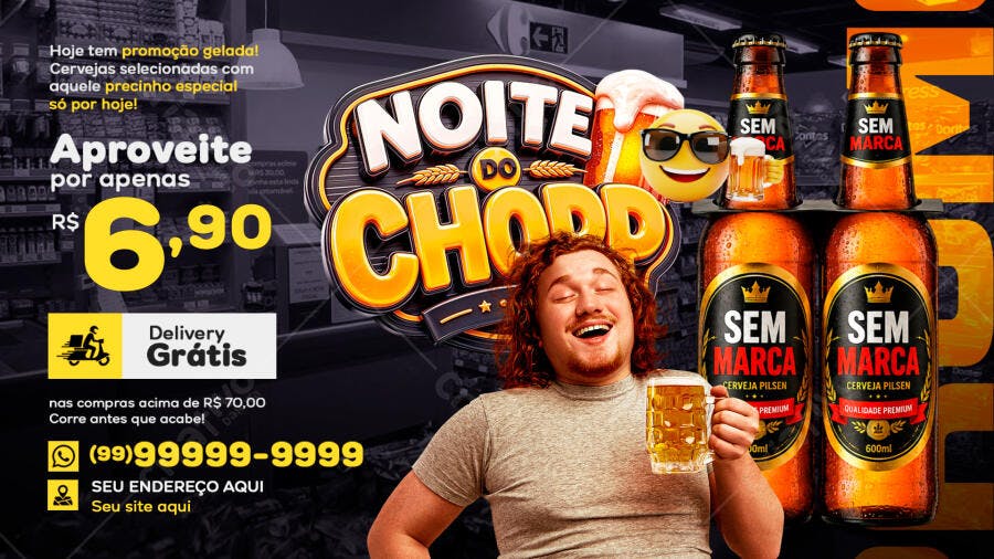 Flyer Noite do Chopp Cervejaria Bar PSD Editável