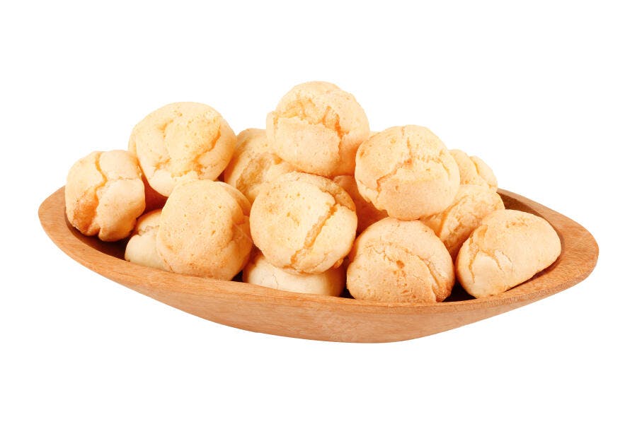Foto Pão de Queijo Mineiro Tigela Madeira Fundo Branco