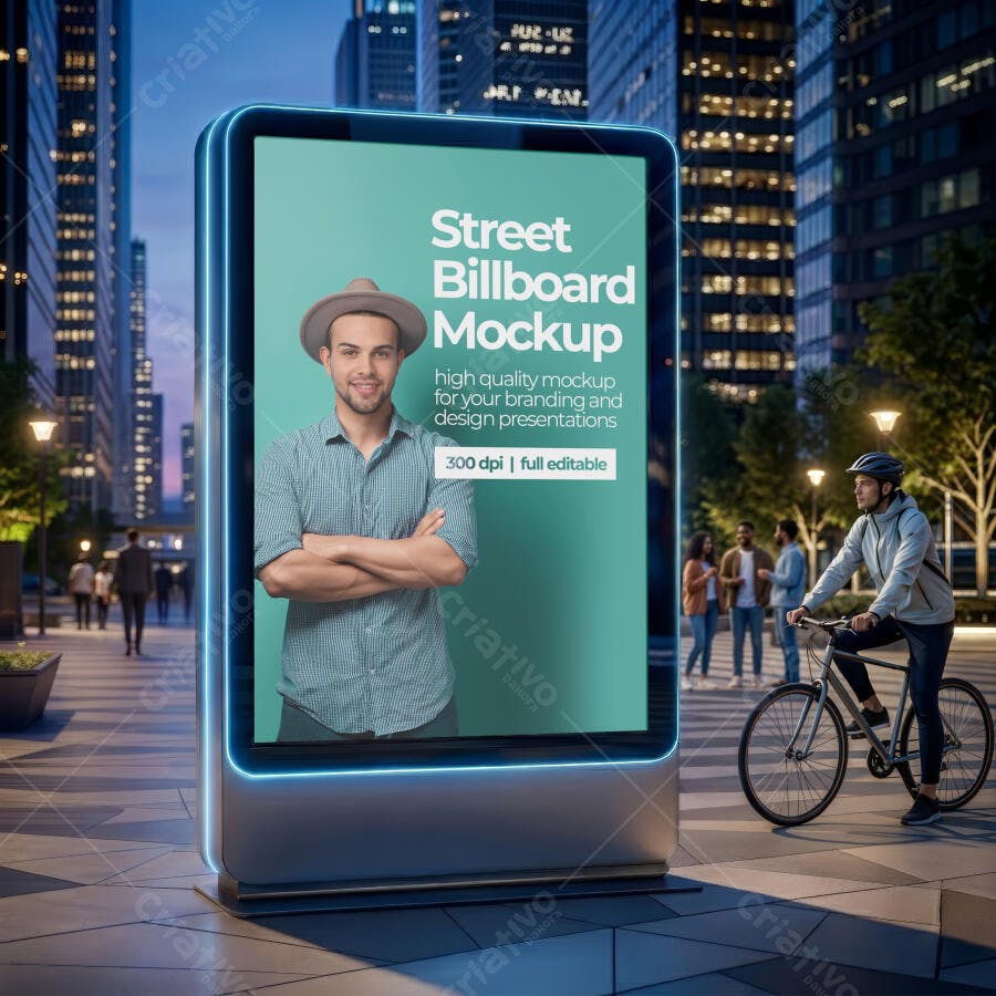 Mockup Outdoor Digital Street Billboard Urbano Editável