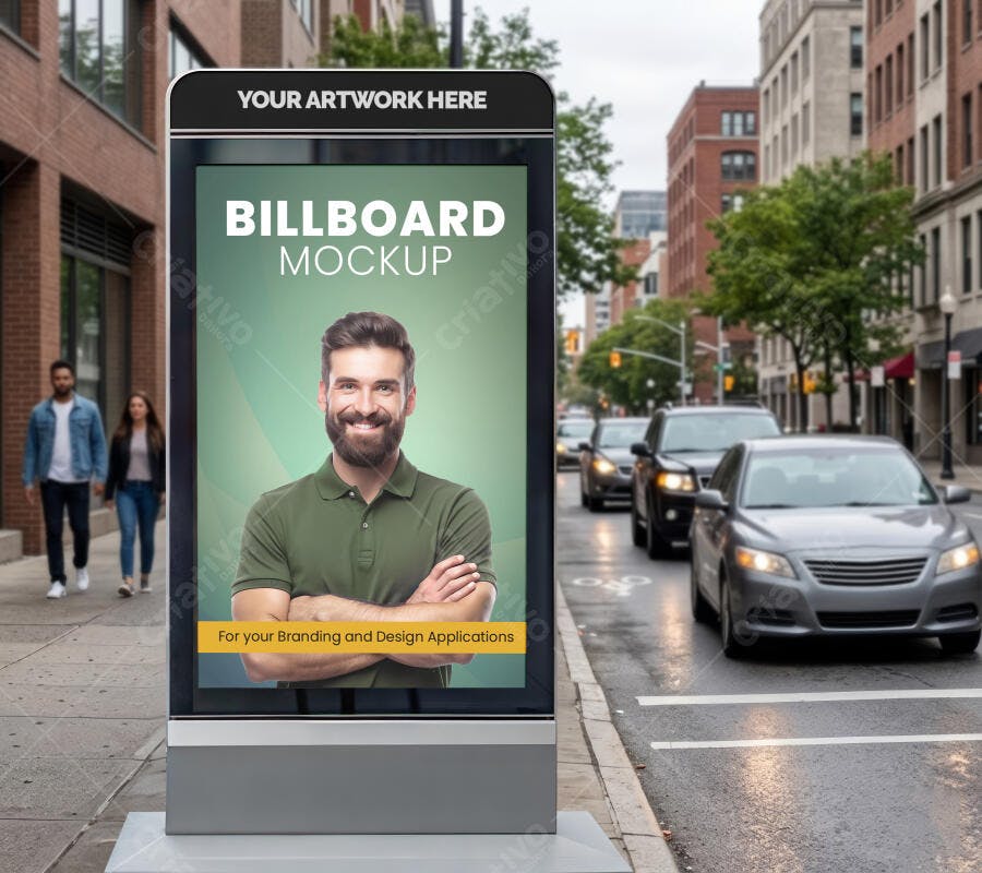 Mockup Outdoor Painel Digital Rua Cidade Editável
