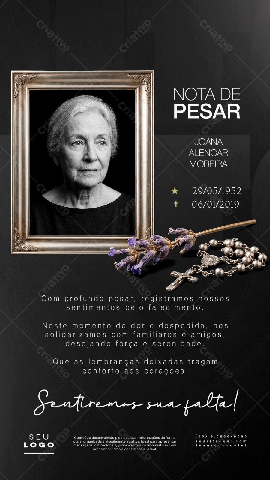 Nota de Pesar Luto Falecimento Funeral PSD Editável