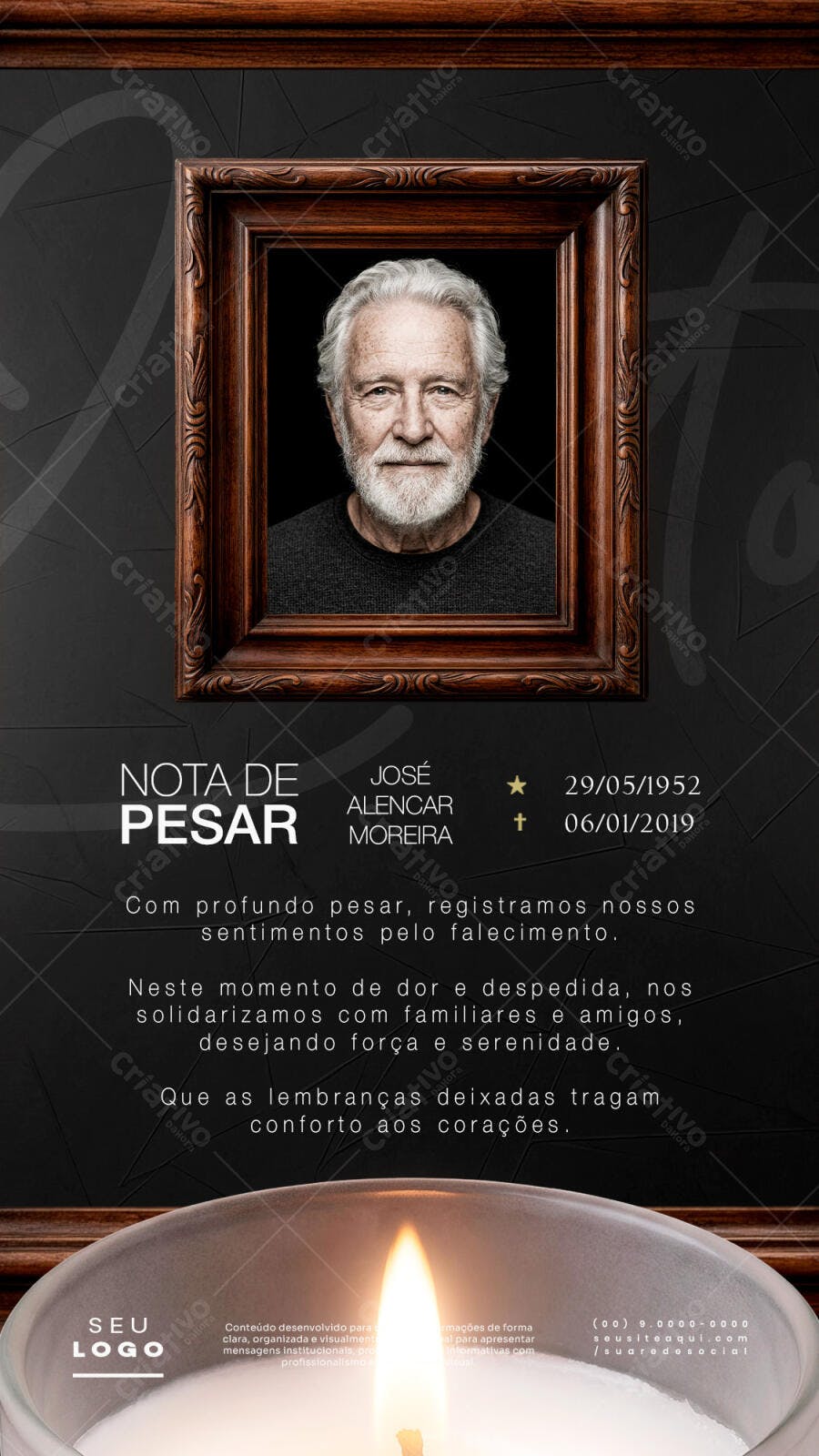 Nota de Pesar Luto Falecimento PSD Editável