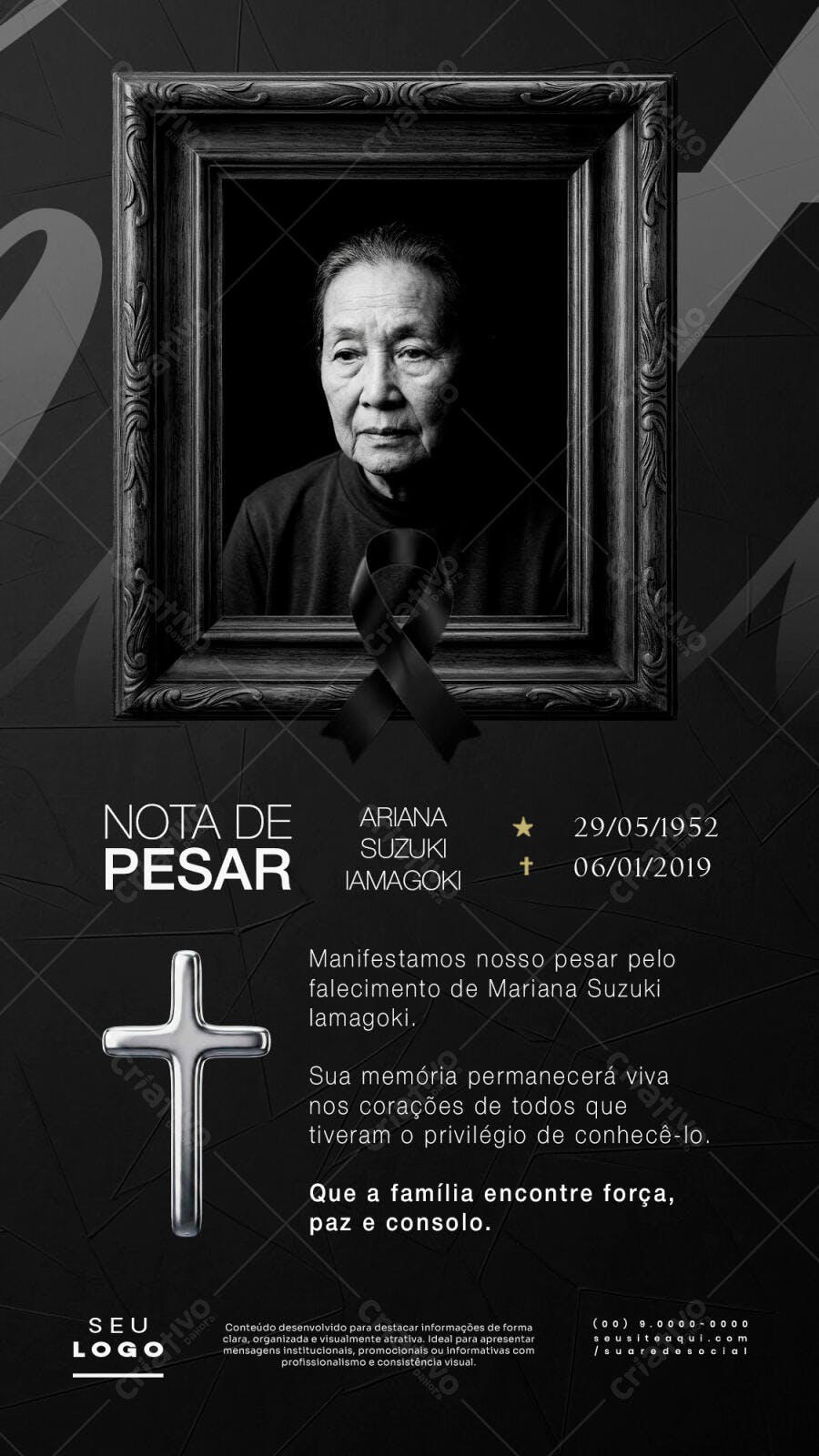 Nota de Pesar Luto Funerária PSD Editável
