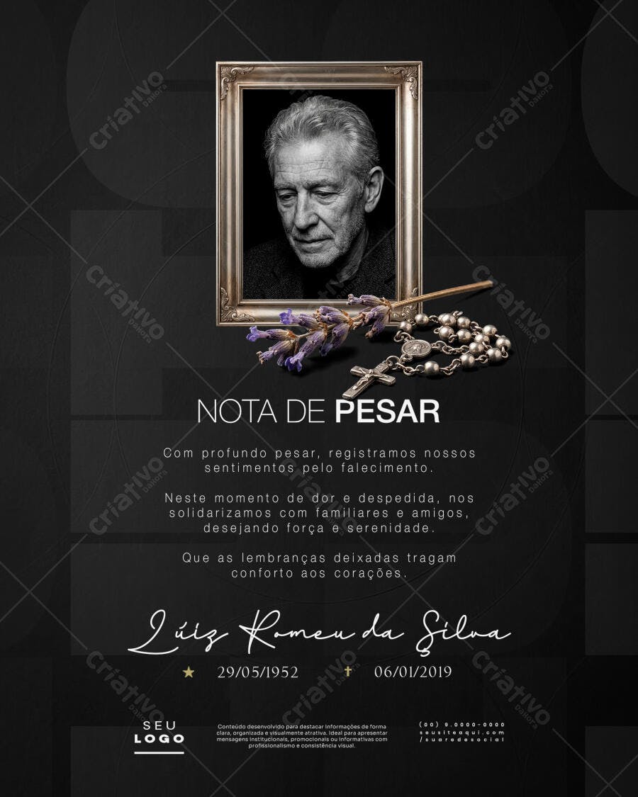 Nota de Pesar Luto Funerária PSD Editável
