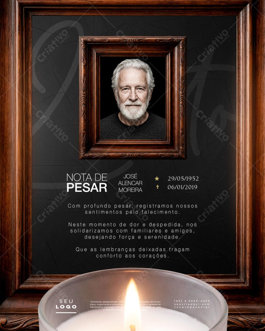 Nota de Pesar Luto Funerária PSD Editável