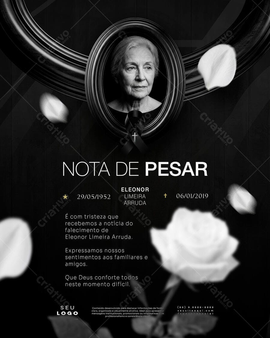 Nota de Pesar Luto Funerária PSD Editável
