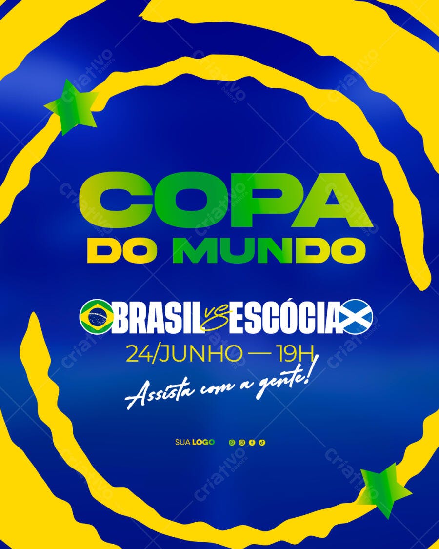 Post Copa do Mundo Brasil x Escócia PSD Editável