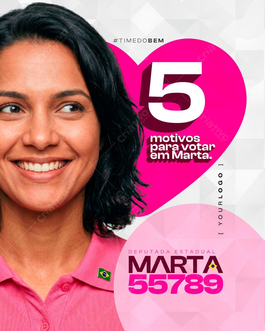 Post Instagram Campanha Política Marta PSD Editável