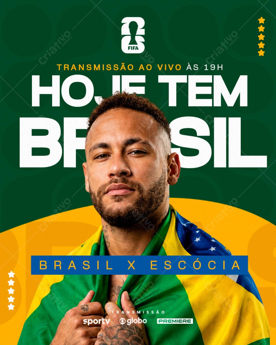 Post Instagram Copa do Mundo Brasil Futebol PSD Editável