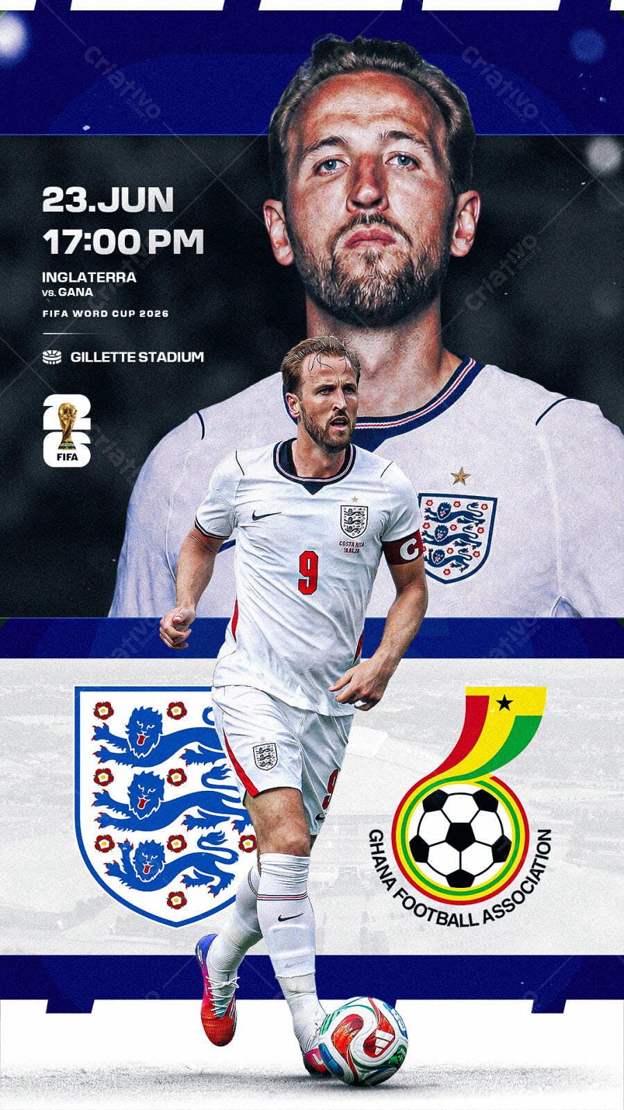 Post Instagram Futebol Copa do Mundo Inglaterra Gana PSD Editável