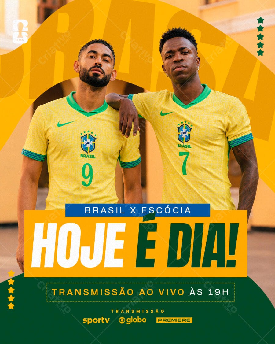 Post Instagram Jogo Brasil Futebol PSD Editável