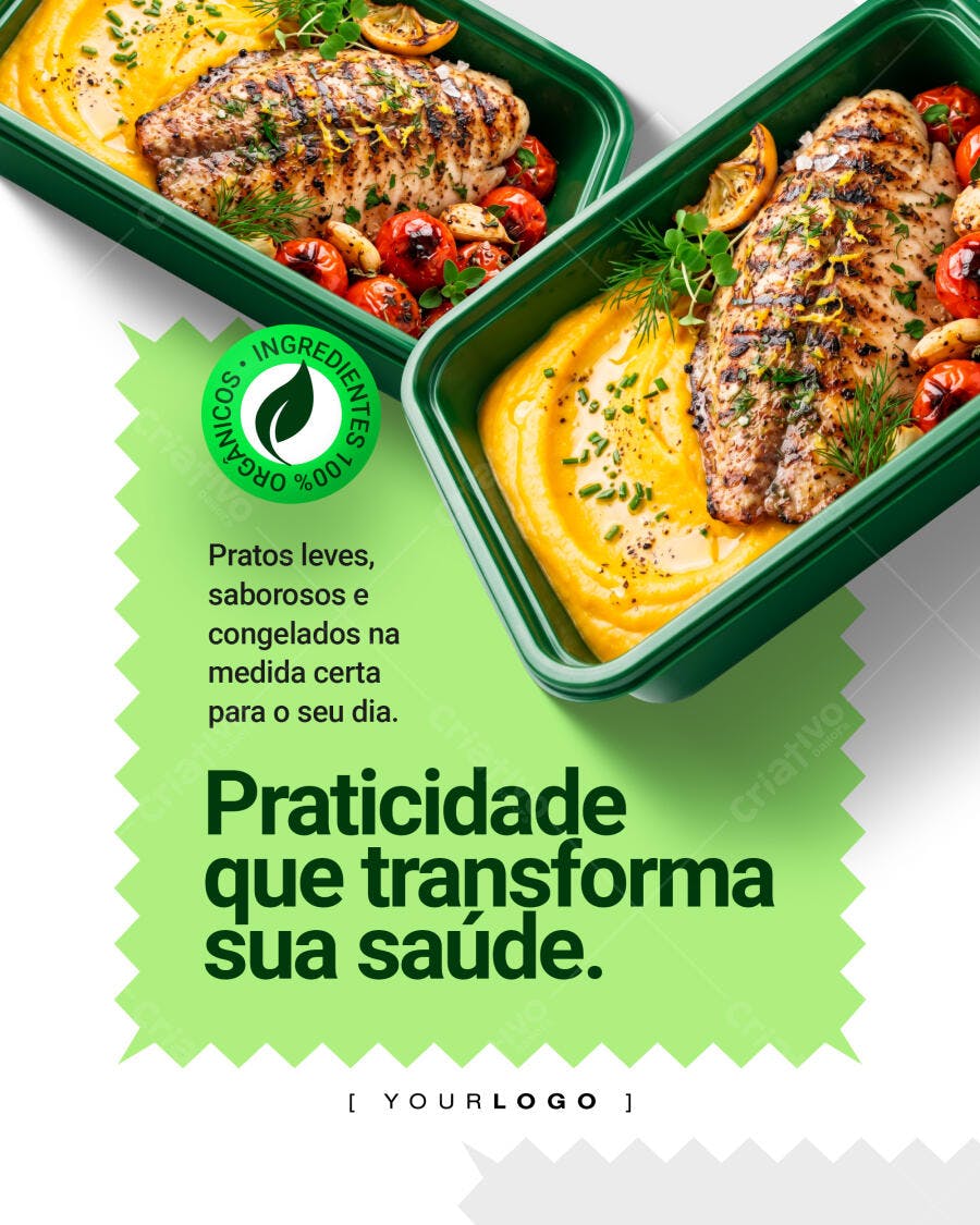 Post Instagram Marmitaria Fitness Saudável PSD Editável