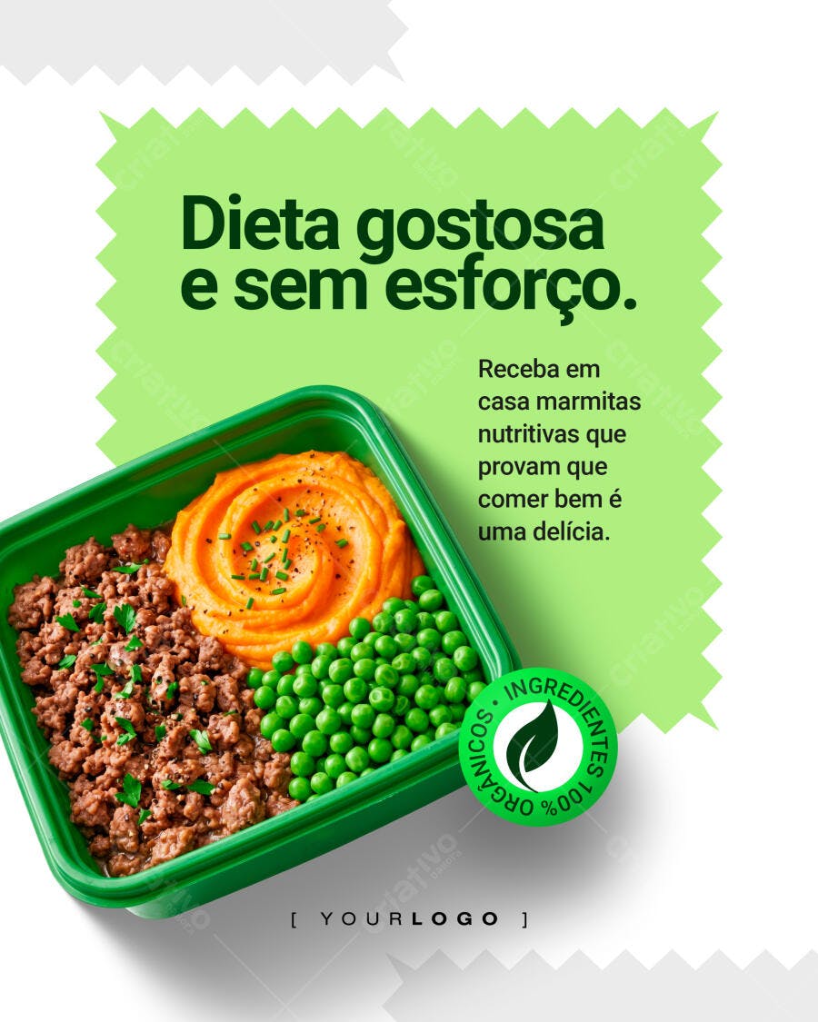 Post Instagram Marmitaria Fitness Saudável PSD Editável