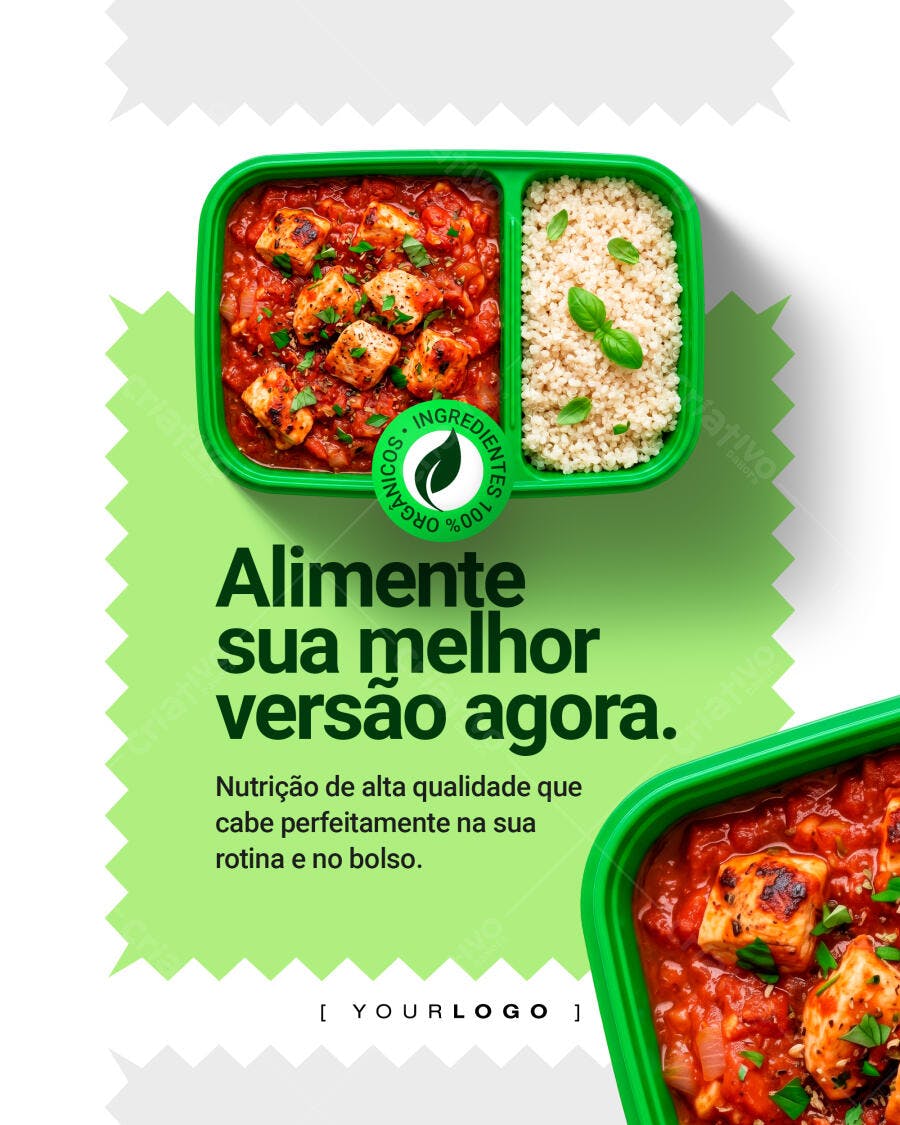 Post Instagram Marmitaria Fitness Saudável PSD Editável
