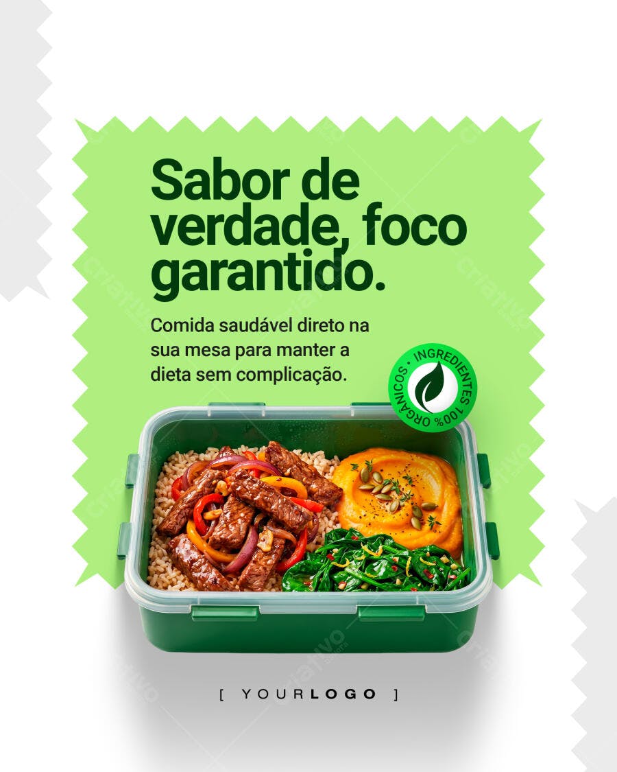 Post Instagram Marmitaria Fitness Saudável PSD Editável