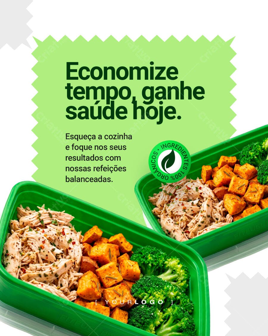 Post Instagram Marmitaria Fitness Saudável PSD Editável