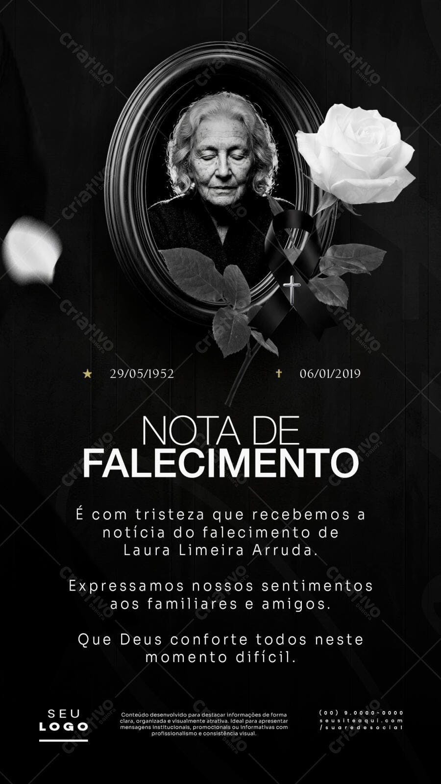 Story Nota de Falecimento Luto Funeral PSD Editável