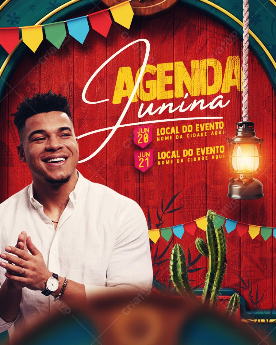 Flyer Agenda Junina Festa Junina PSD Editável