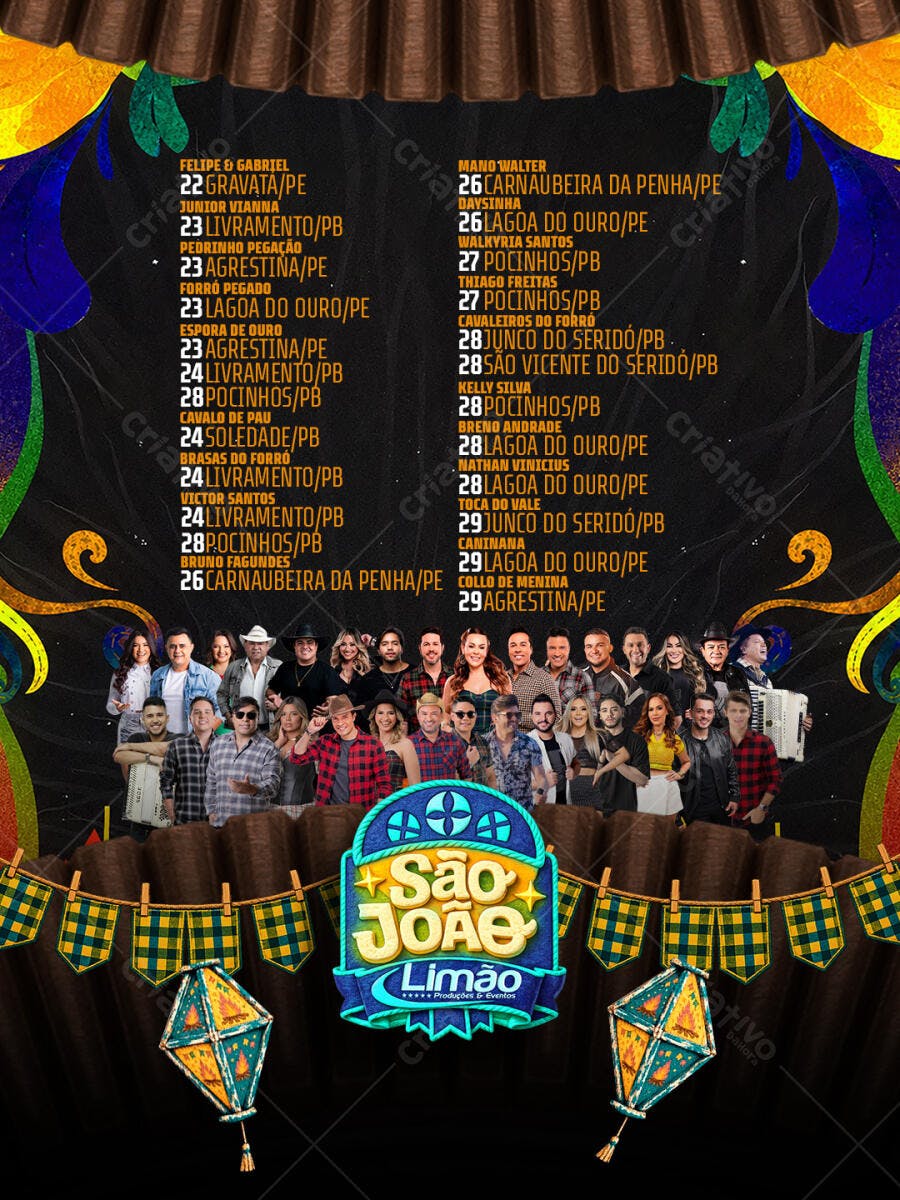 Flyer São João Festa Junina Junho PSD Editável