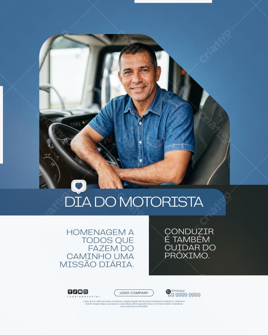 Post Dia do Motorista Homenagem PSD Editável
