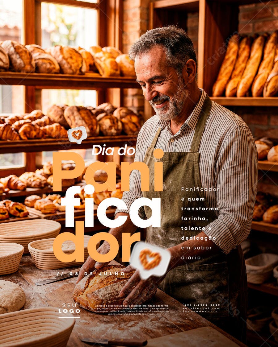 Post Dia do Panificador 08 de Julho Padaria PSD Editável