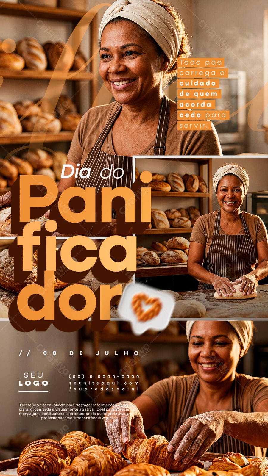 Post Dia do Panificador 8 de Julho Padaria PSD Editável