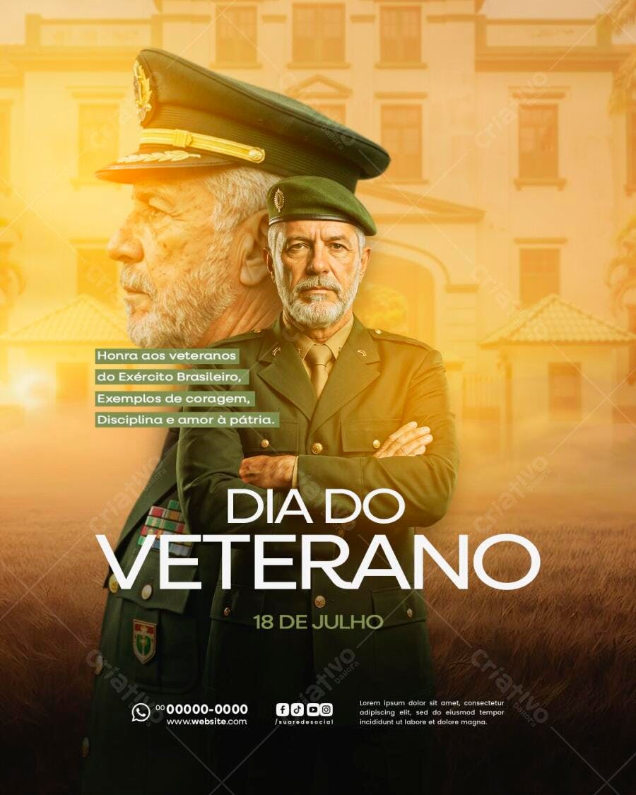 Post Dia do Veterano 18 de Julho Exército PSD Editável