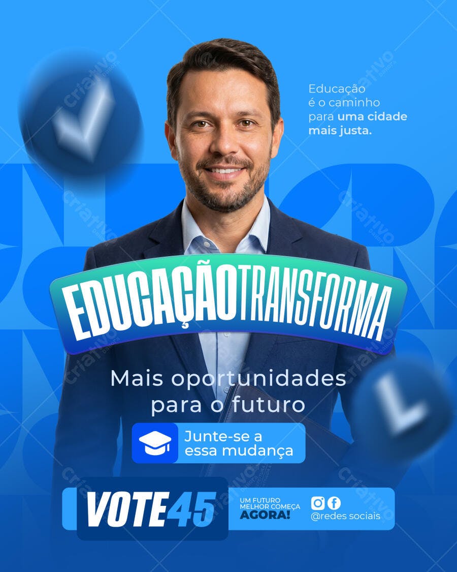 Post Instagram Campanha Política Educação PSD Editável
