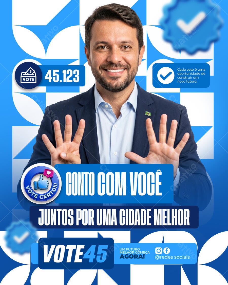 Post Instagram Campanha Política Eleições PSD Editável