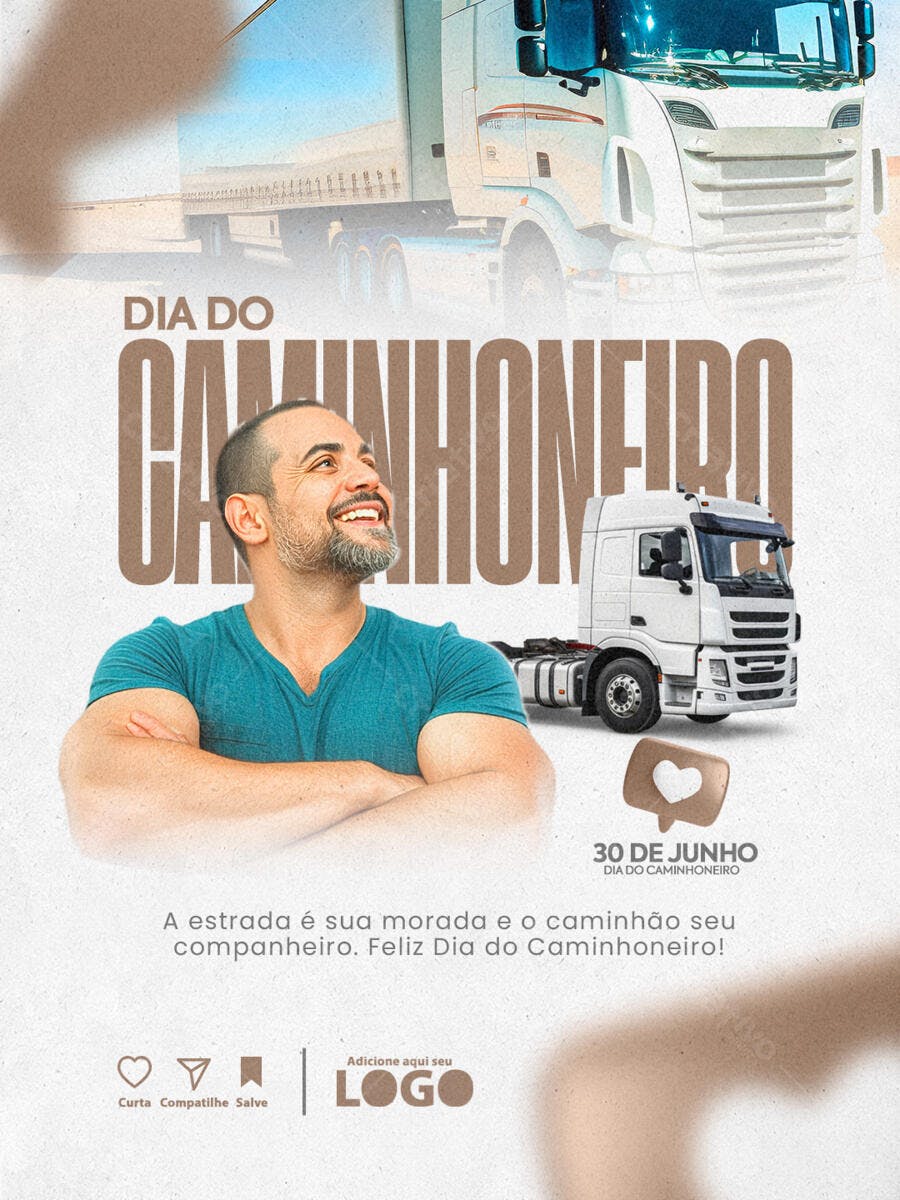 Post Instagram Dia do Caminhoneiro 30 de Junho PSD Editável