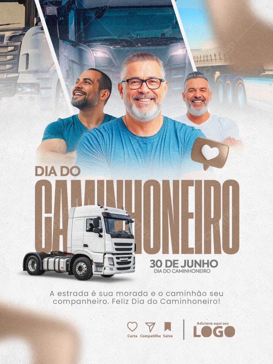 Post Instagram Dia do Caminhoneiro 30 de Junho PSD Editável