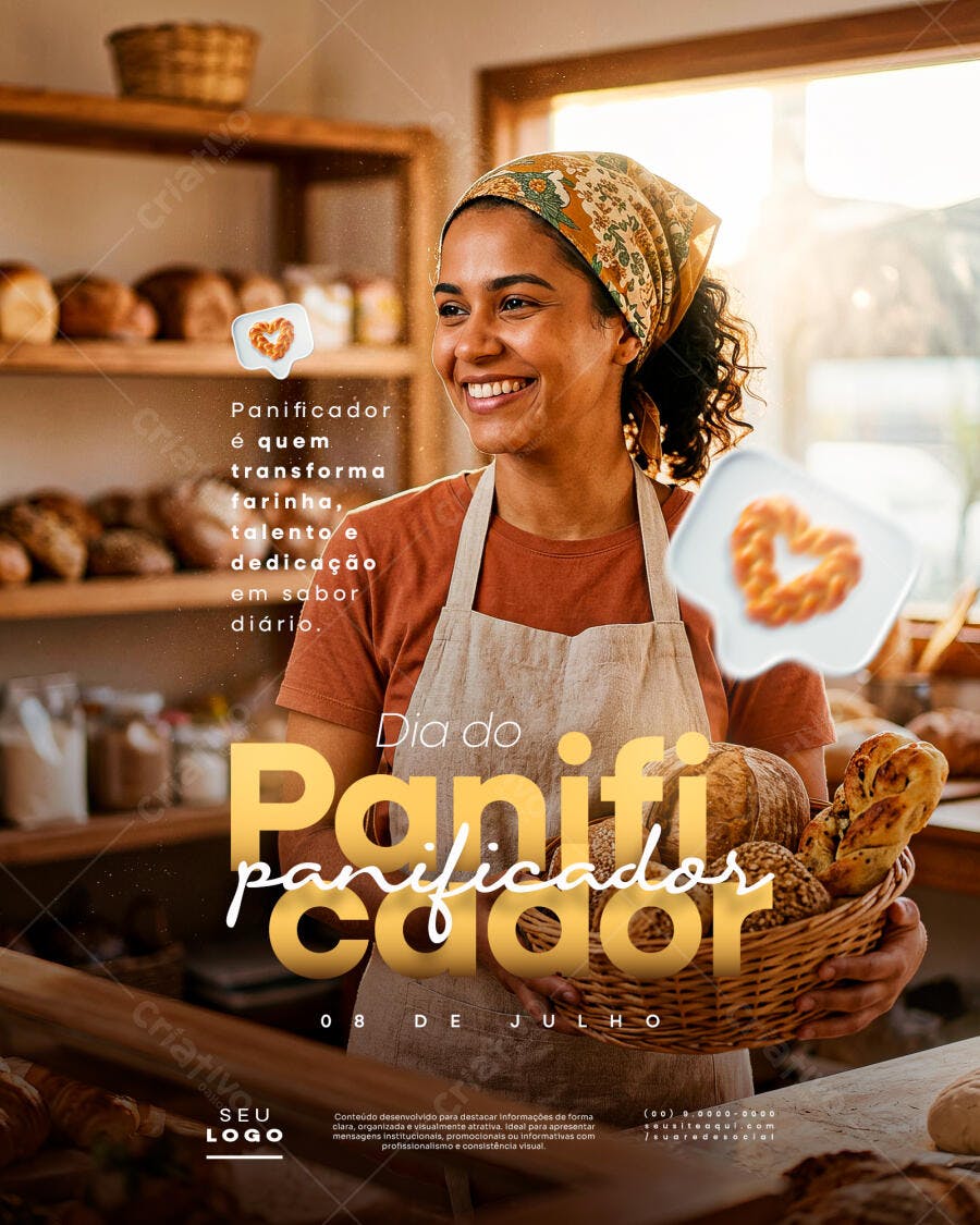 Post Instagram Dia do Panificador Padaria PSD Editável