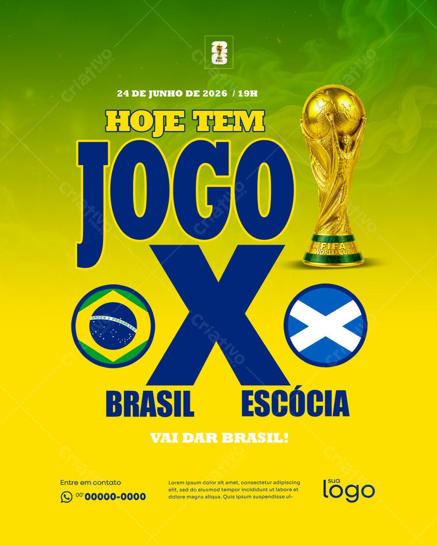 Post Instagram Jogo Brasil Copa do Mundo PSD Editável