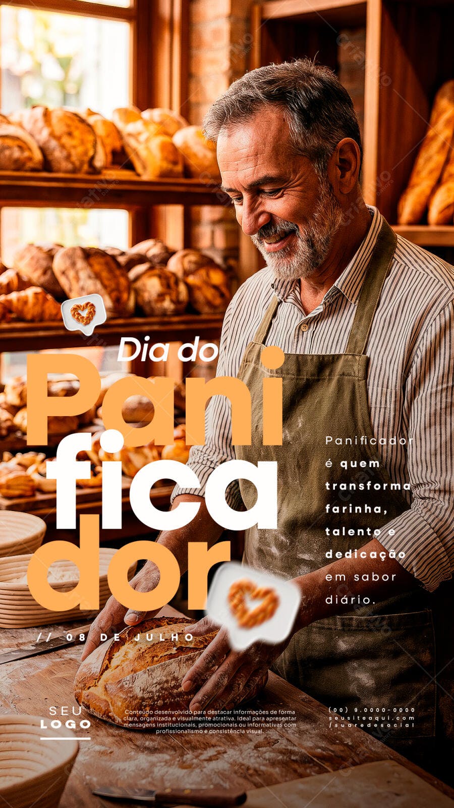 Story Dia do Panificador 08 de Julho Padaria PSD Editável