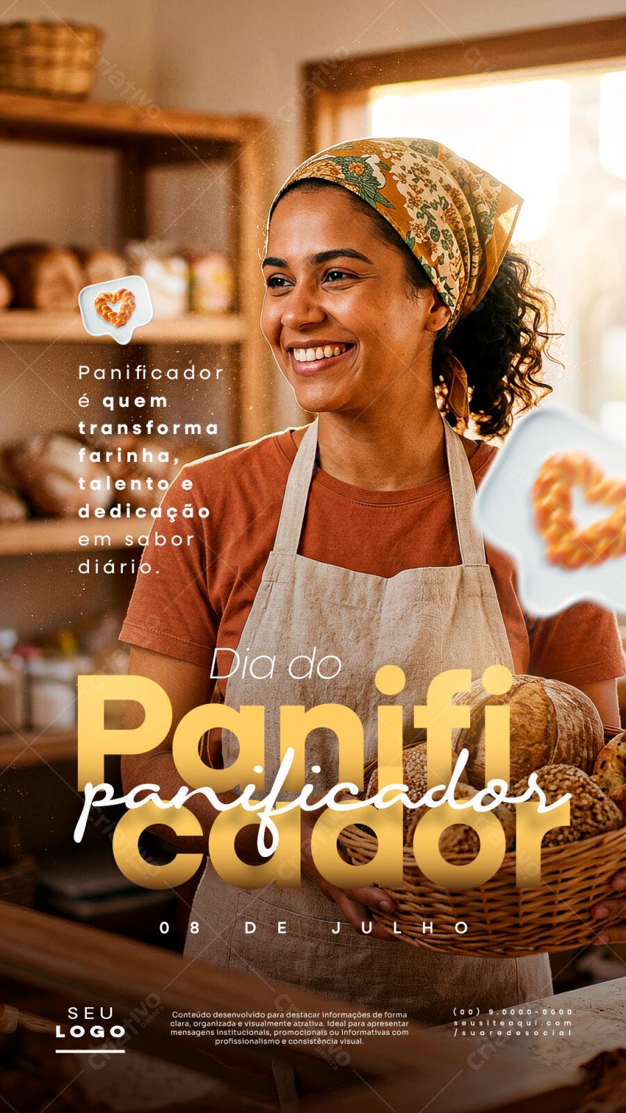 Story Instagram Dia do Panificador Padaria PSD Editável