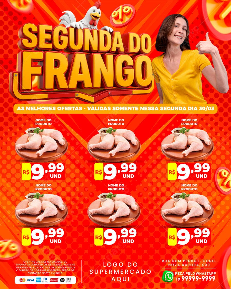 Flyer Segunda do Frango Supermercado PSD Editável