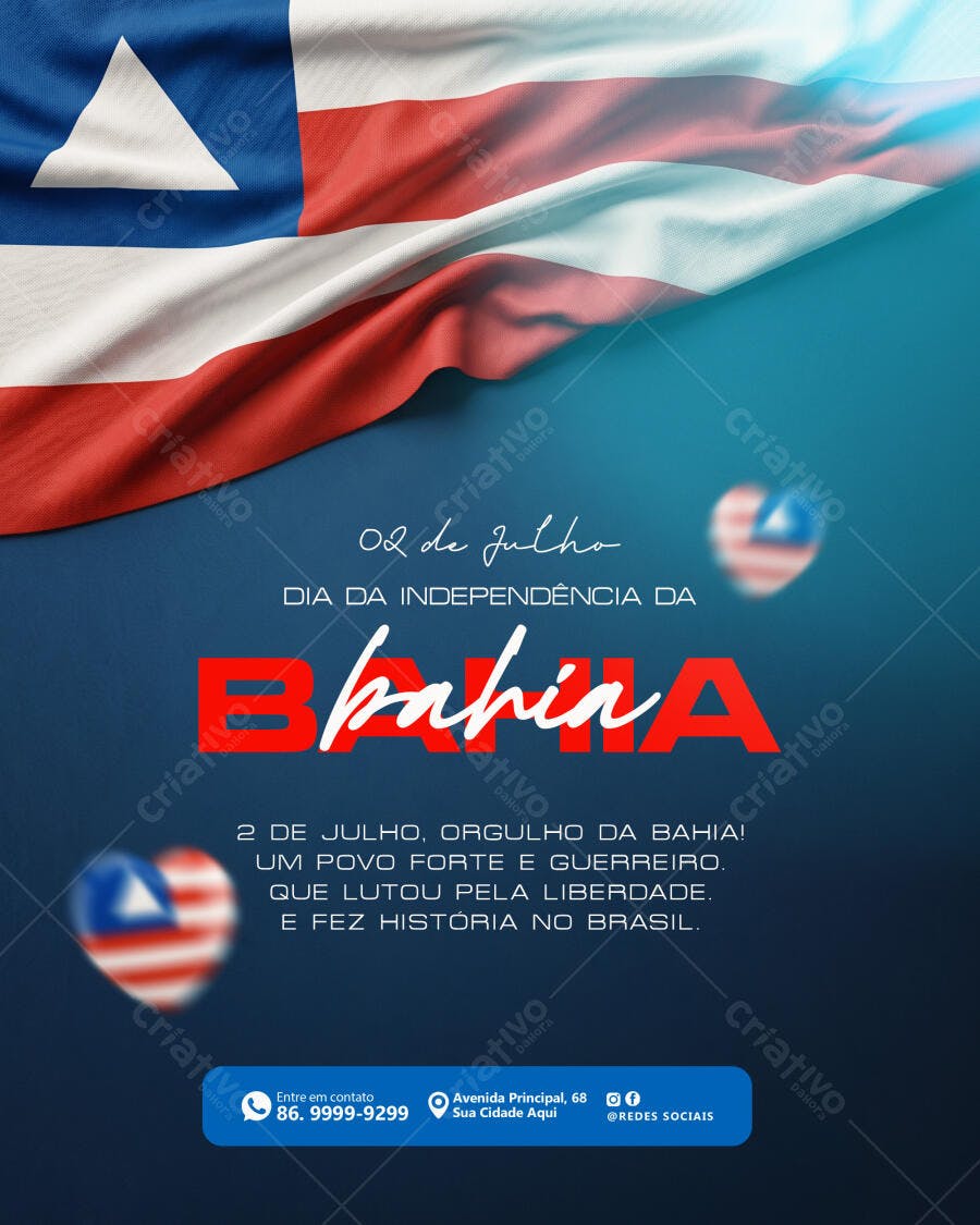 Post Dia da Independência da Bahia 2 de Julho PSD Editável