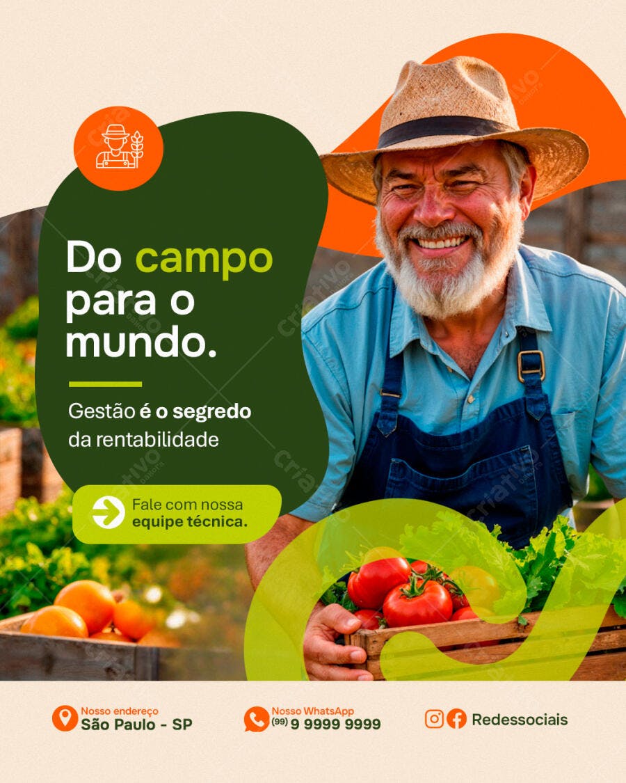 Post Instagram Agronegócio Fazenda Rural PSD Editável