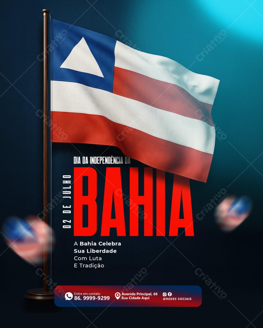 Post Instagram Dia da Independência da Bahia 02 de Julho PSD Editável