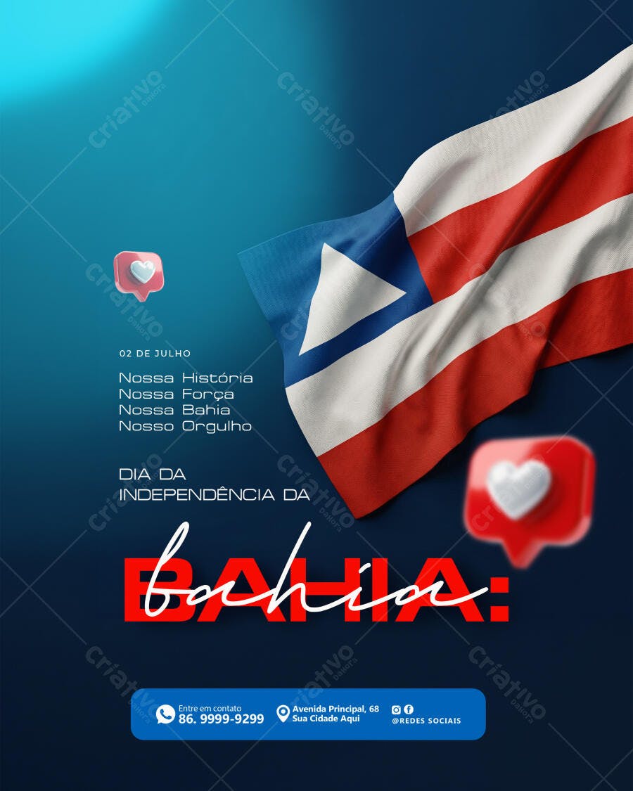 Post Instagram Dia Independência da Bahia 2 de Julho PSD Editável