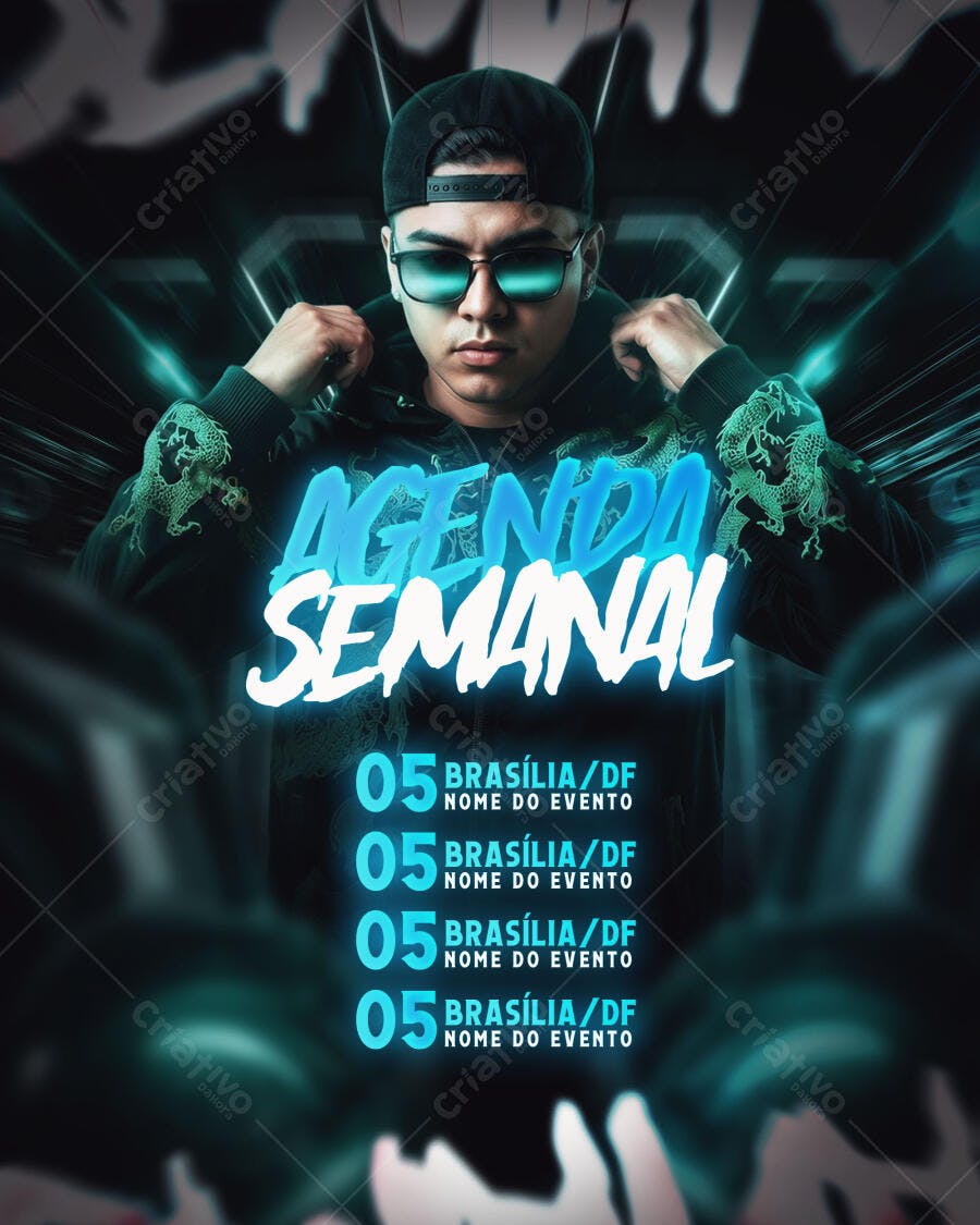 Agenda Semanal Eventos Balada Festa PSD Editável