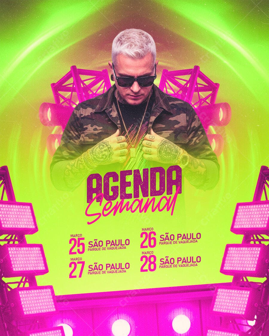Flyer Agenda Semanal Eventos Balada PSD Editável