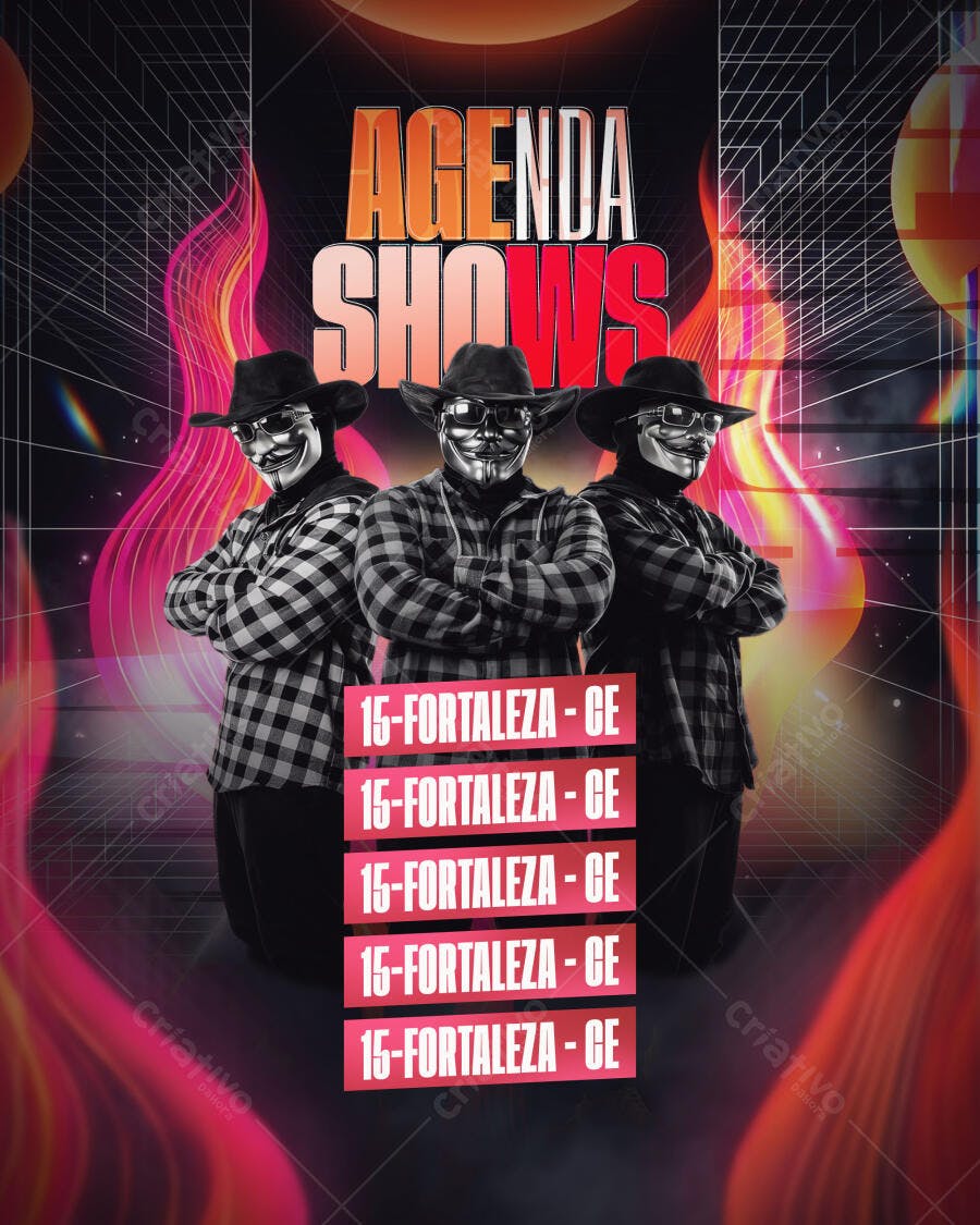 Flyer Agenda Shows Balada Eventos PSD Editável