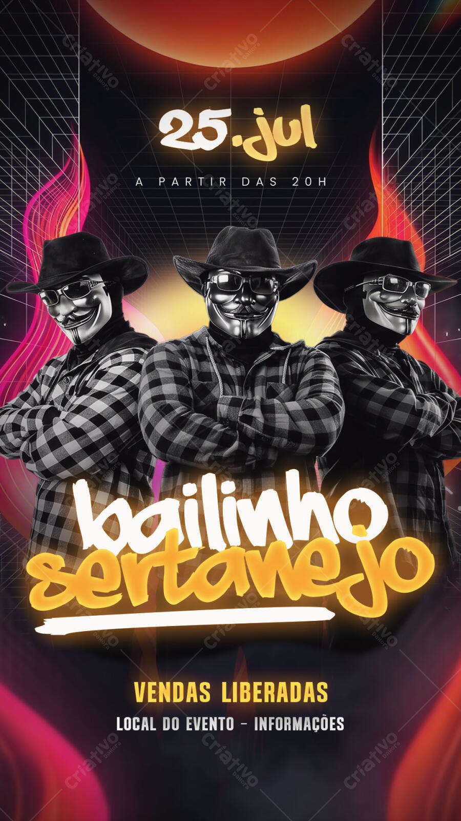 Flyer Bailinho Sertanejo Julho PSD Editável