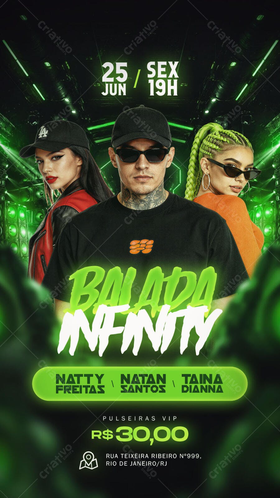 Flyer Balada Festa Eletrônica Junho PSD Editável